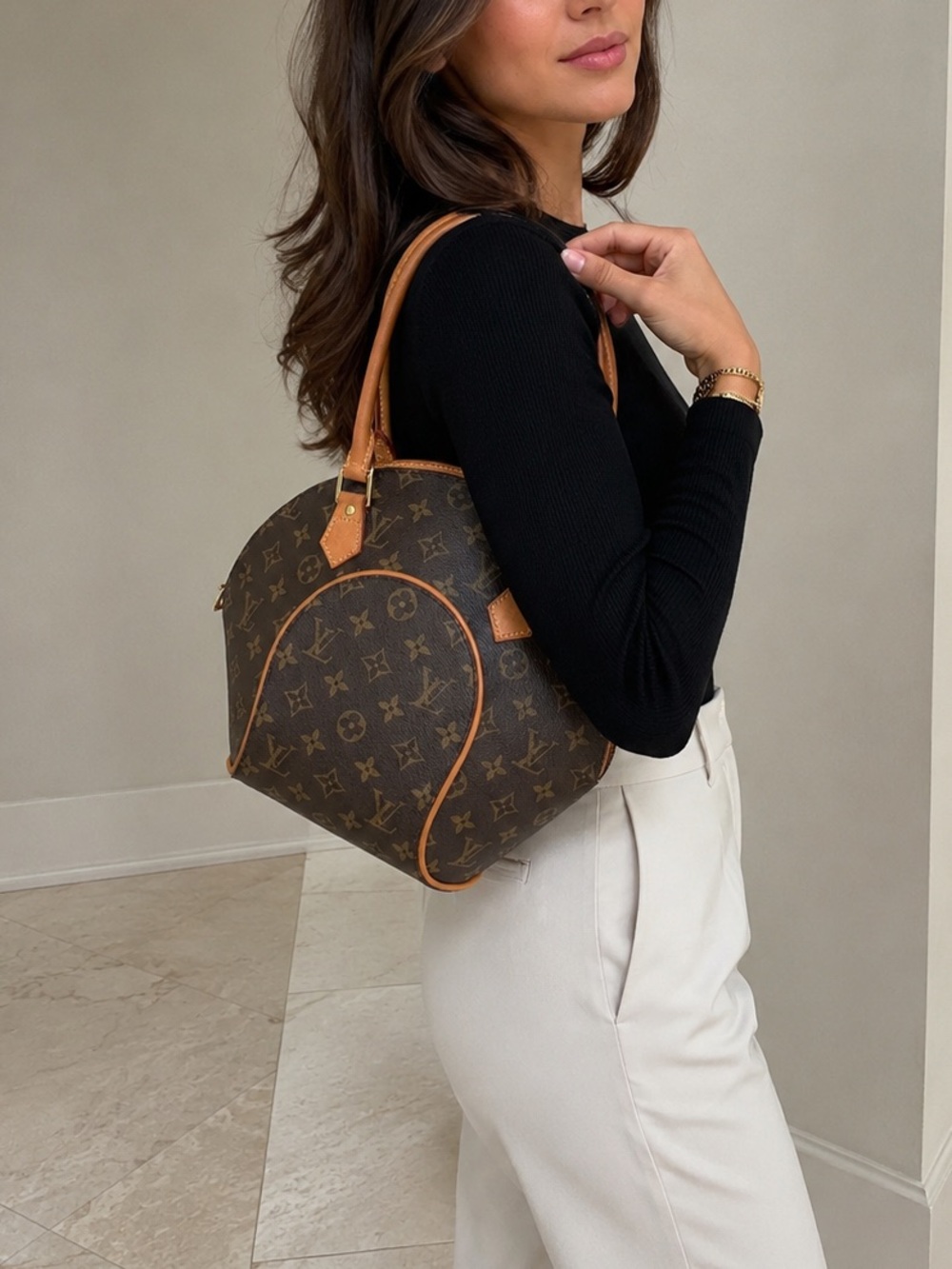 Vintage Y2K Louis Vuitton Monogram Ellipse PM Bag France 2000 w/auth Lock & Key